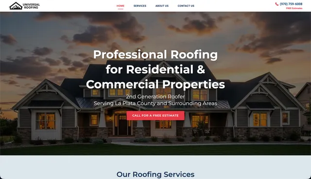 Universal Roofing website